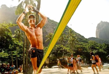Beli Polyester Anyaman Slackline Walking Rope Warna Kuning Dengan Logo Disesuaikan online manufacture
