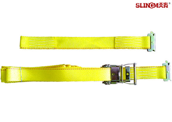 Beli WLL 3335 LBS Polyester Ratchet Straps, Yellow Car Trailer Straps Disetujui CE online manufacture