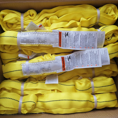Beli Yellow Polyester Round Sling Jaket Tugas Berat Twill Weave Vertikal 9000 LBS online manufacture